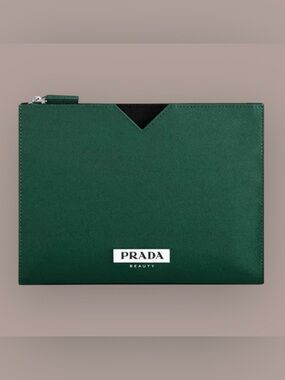 Dark-Green Prada Beauty Cosmetic-Makeup Bag